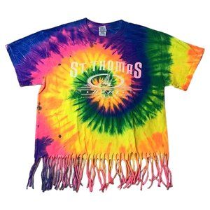 St .Thomas T Shirt Tie Dye Fringe Bottom Womens Size Medium